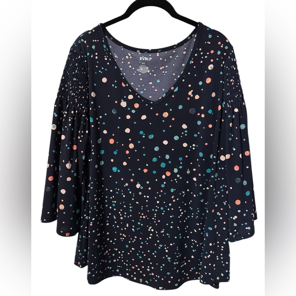 Plus size Multicolor Polka Dot Blouse. EUC